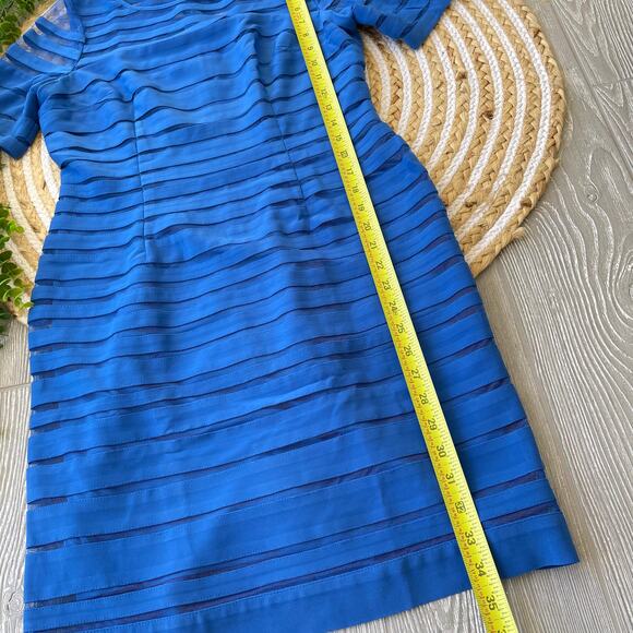 ADRIANNA PAPELL Womens Polyester Blend Short Sleeve Sheer Sheath Dress Size Sm - Picture 5 of 9